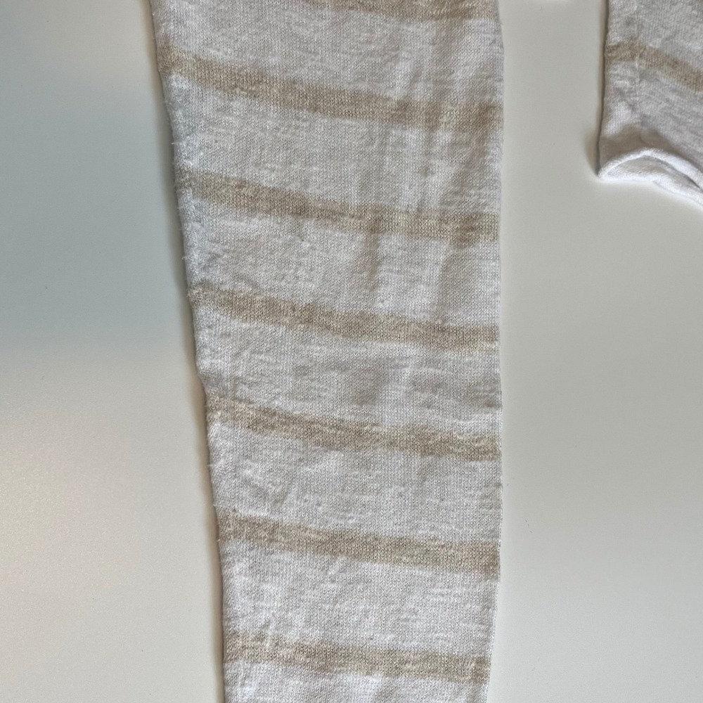 Eileen Fisher Women L Crewneck Sweater White Tan Organic Linen Cotton Coastal - Picture 7 of 8